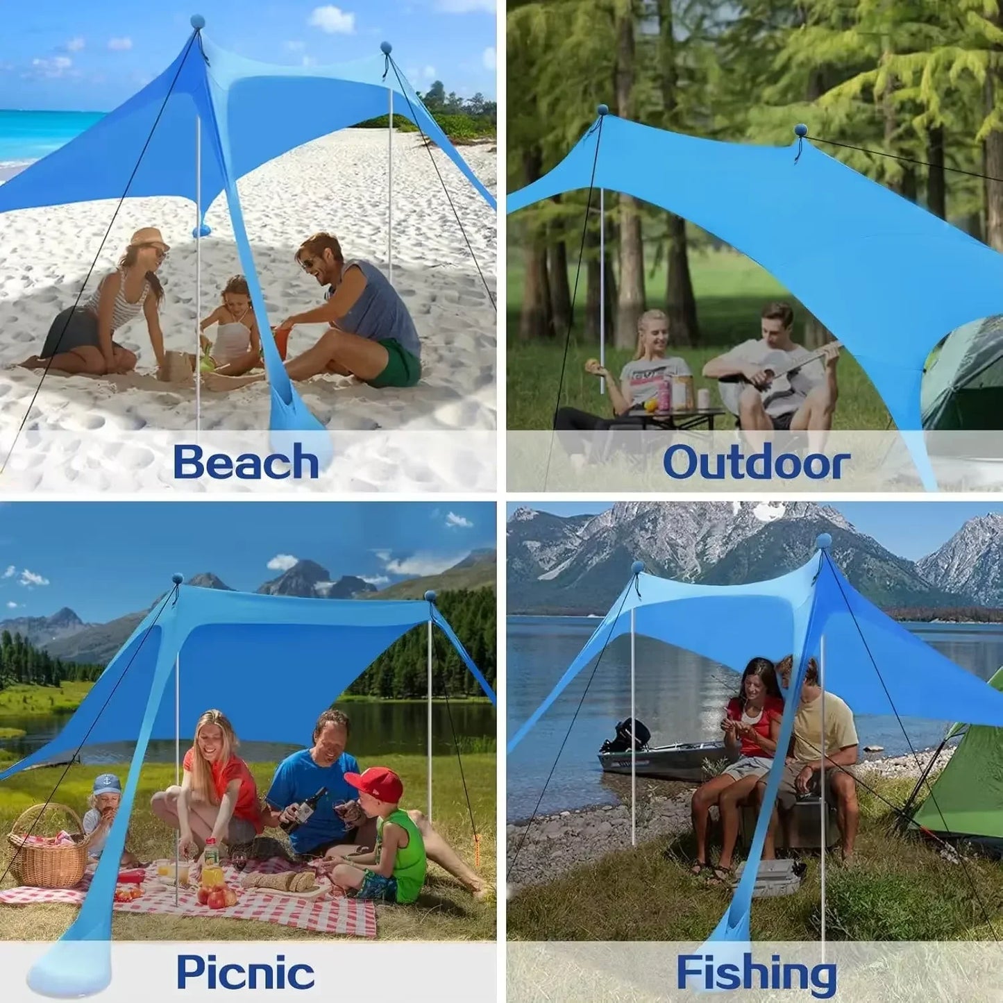 Beach Sun Shelter Tent UPF50+ Windproof Portable