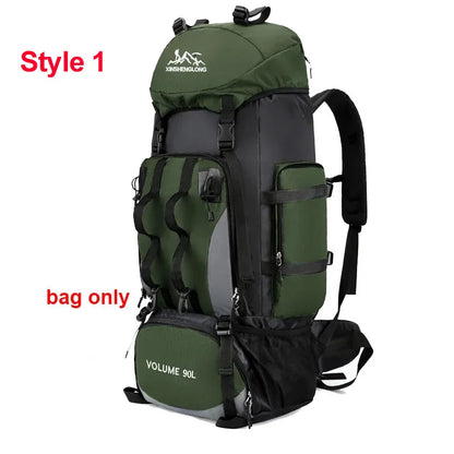 90L Hiking Backpack Waterproof Large Capacity Trekking