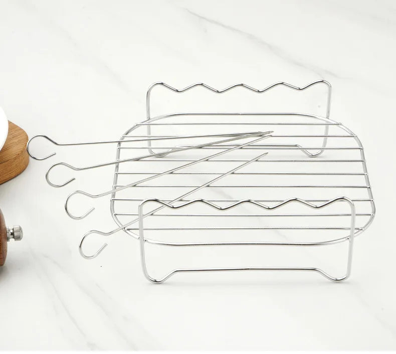 Outdoor Grill Set with Skewers & Stainless Steel Rack