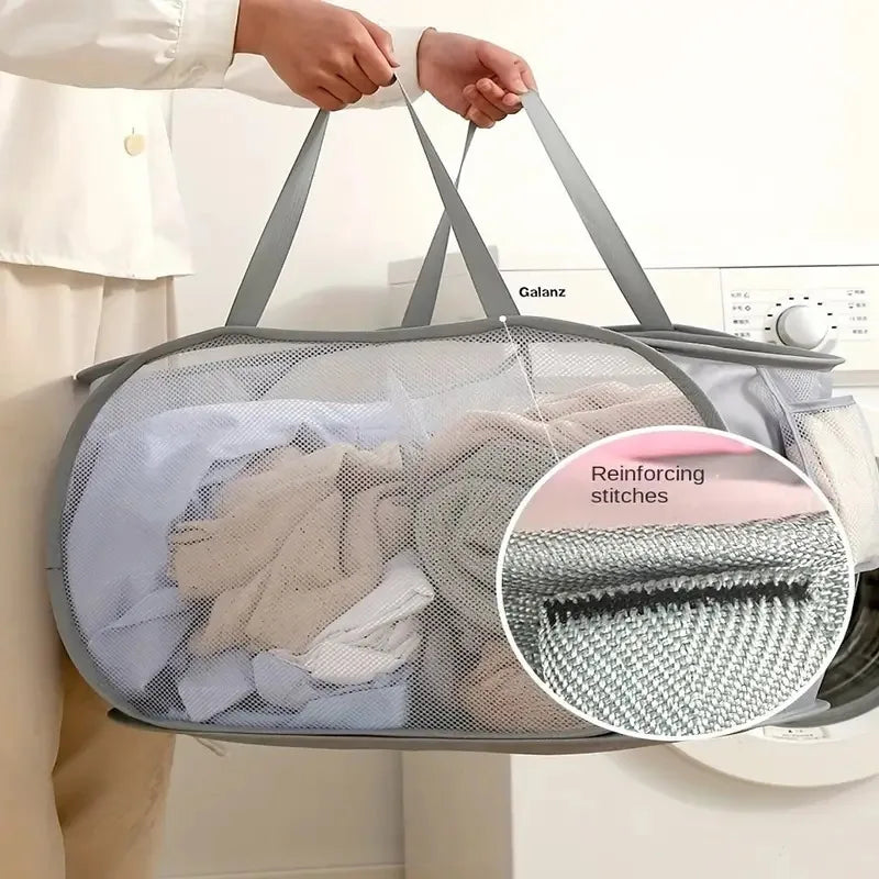Foldable Mesh Laundry Hamper with Handles, Extra-Large