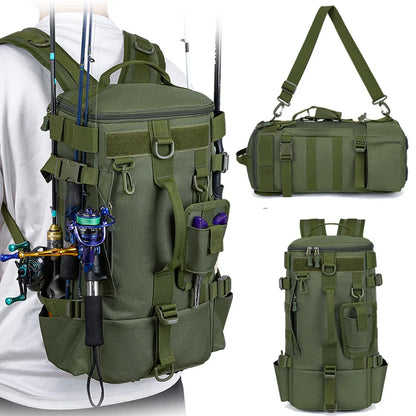 Fishing Backpack with Rod Holders & Large Storage