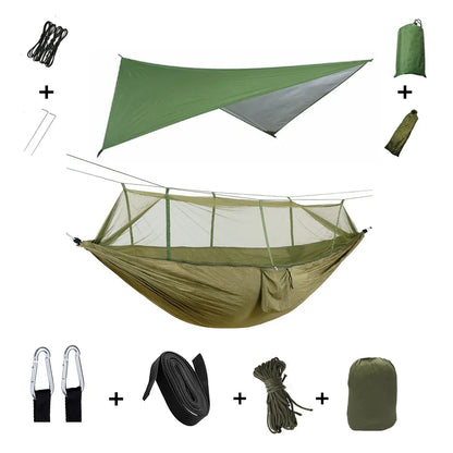 Camping Hammock with Rain Fly & Mosquito Net – All-Weather Comfort