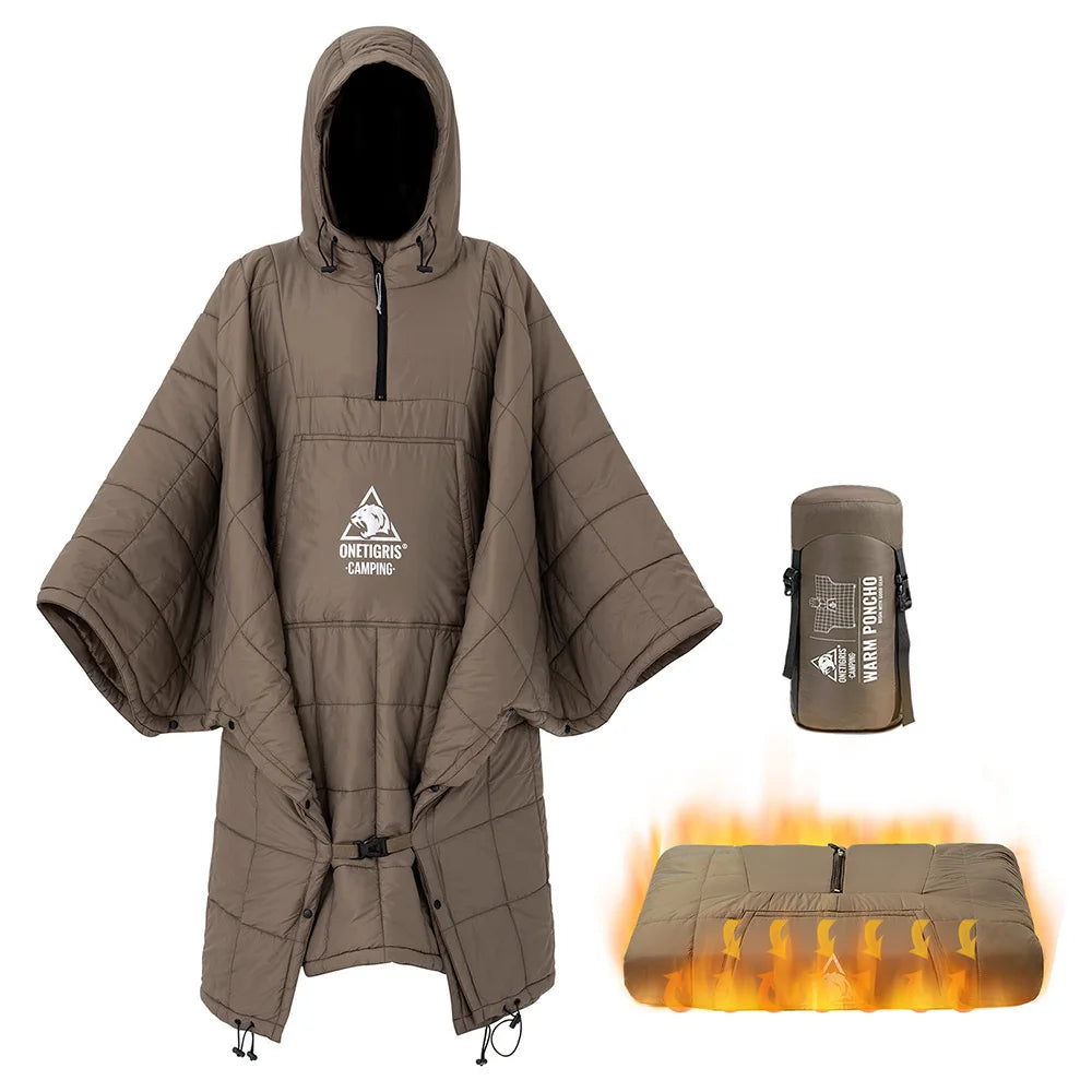 Wearable Camping Blanket Poncho for Warm Outdoor Comfort