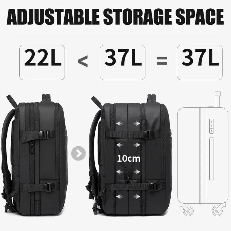 Expandable Laptop Backpack 17.3” Waterproof Large Capacity