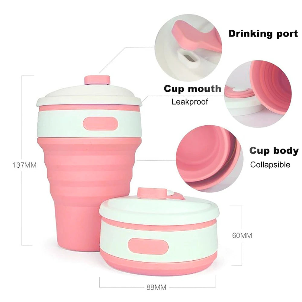 12oz Collapsible Silicone Cups – Portable Travel Mug