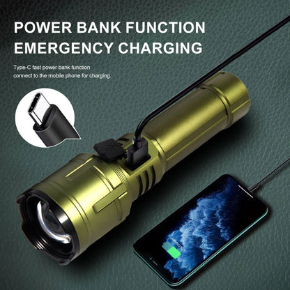Rechargeable Zoom Flashlight 3000LM Long Distance
