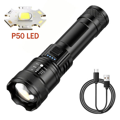 2000LM USB Rechargeable Tactical Flashlight for Camping