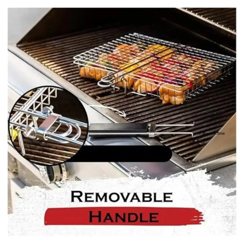 Portable Folding Grill Basket for Fish & Vegetables