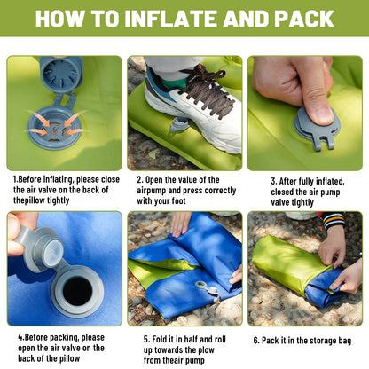 Inflatable Sleeping Pad with Built-In Pump for Comfort