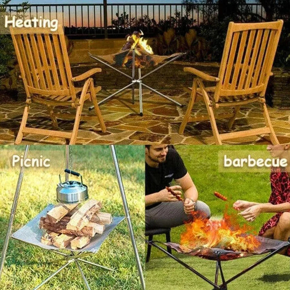 Foldable Stainless Steel Fire Pit Rack for Camping