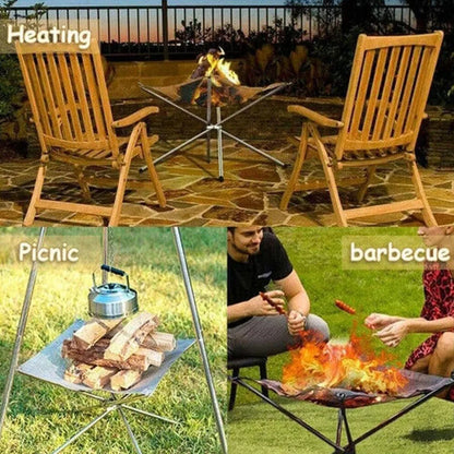 Foldable Stainless Steel Fire Pit Rack for Camping