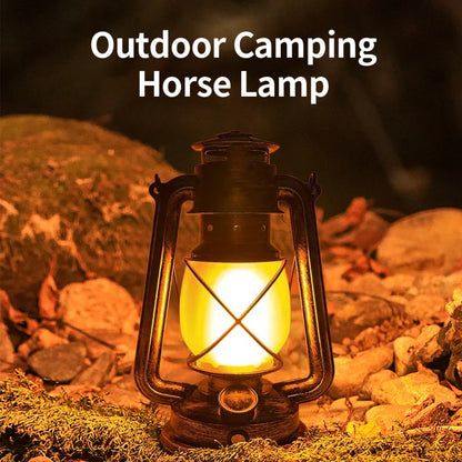 Retro Camping Lantern with Flame Mode & USB Recharge