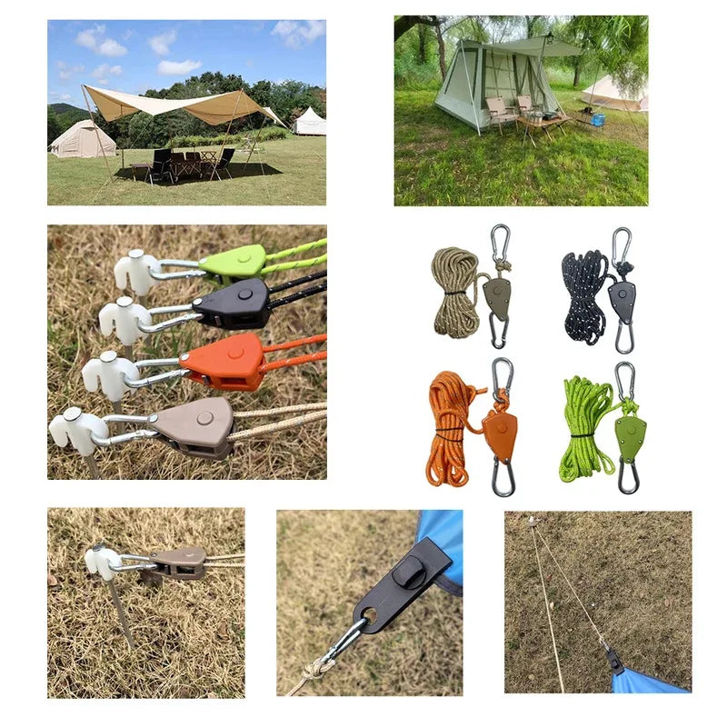 Reflective Tent Guy Lines with Tensioners for Wind Stability