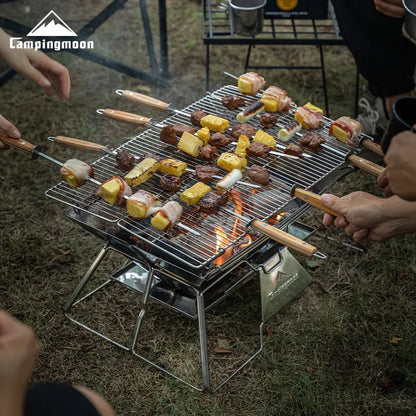 Portable Stainless Steel Camping BBQ Grill – Foldable & Lightweight
