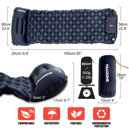 Ultralight Inflatable Sleeping Pad with Built-In Pump