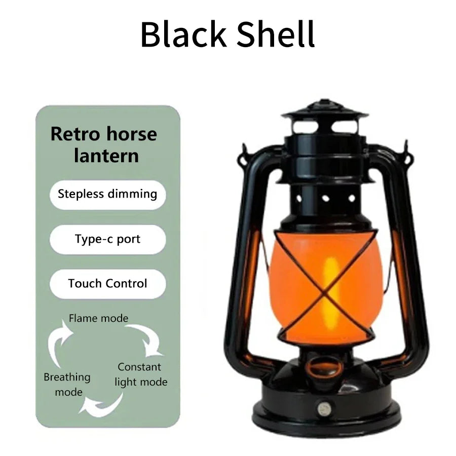 Retro LED Horse Lantern Rechargeable Camping Light