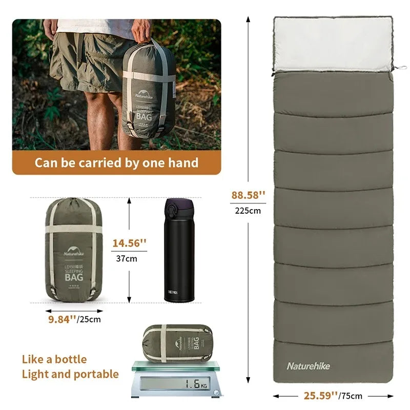 Envelope Cotton Sleeping Bag for Comfortable Camping