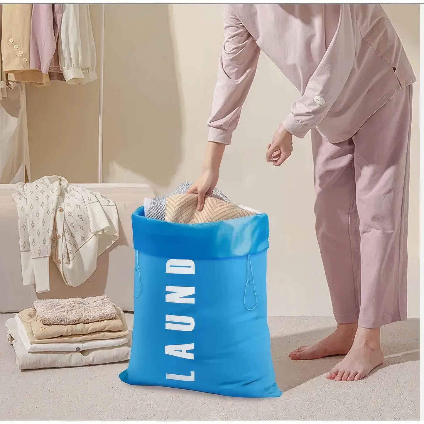 Drawstring Storage Bag Foldable Easy Carry Organizer