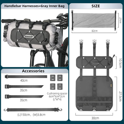Waterproof Bike Handlebar Bag 12L with Dry Storage
