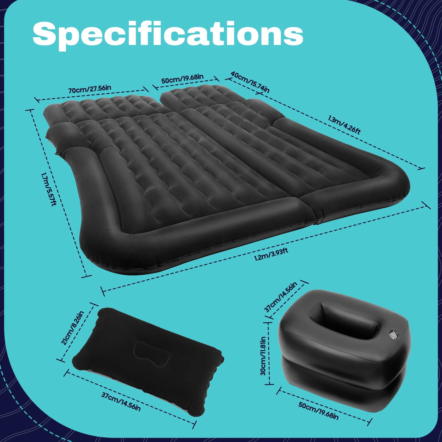 Universal Inflatable Car Bed for Travel Comfort & Rest