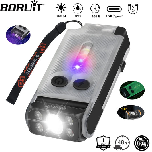 EDC LED Flashlight Rechargeable Multi-Function Safety Light