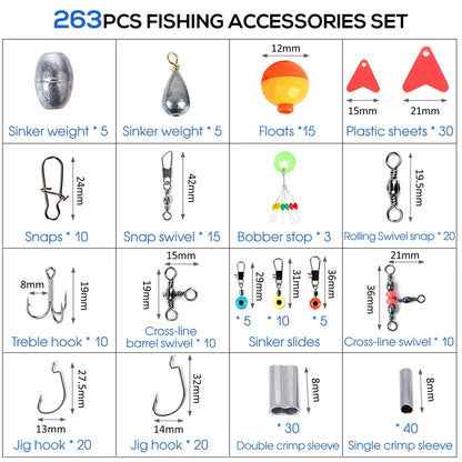 263pcs Fishing Accessories Kit – Complete Tackle Box Set