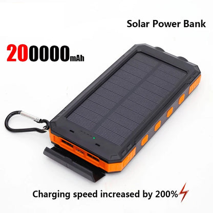 Solar Power Bank 200000mAh Fast Charging Backup