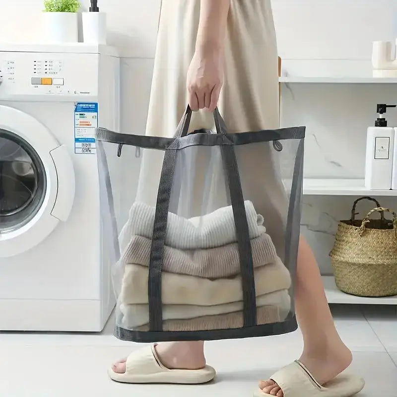 Foldable Mesh Laundry Basket – Large Capacity Organizer