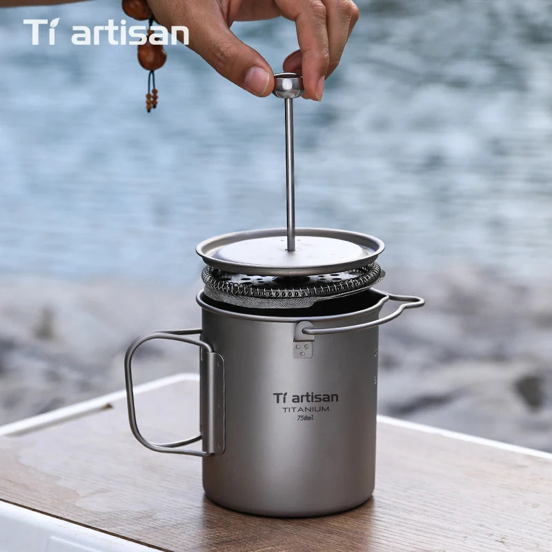 Titanium Folding French Press Coffee Maker – Portable & Lightweight