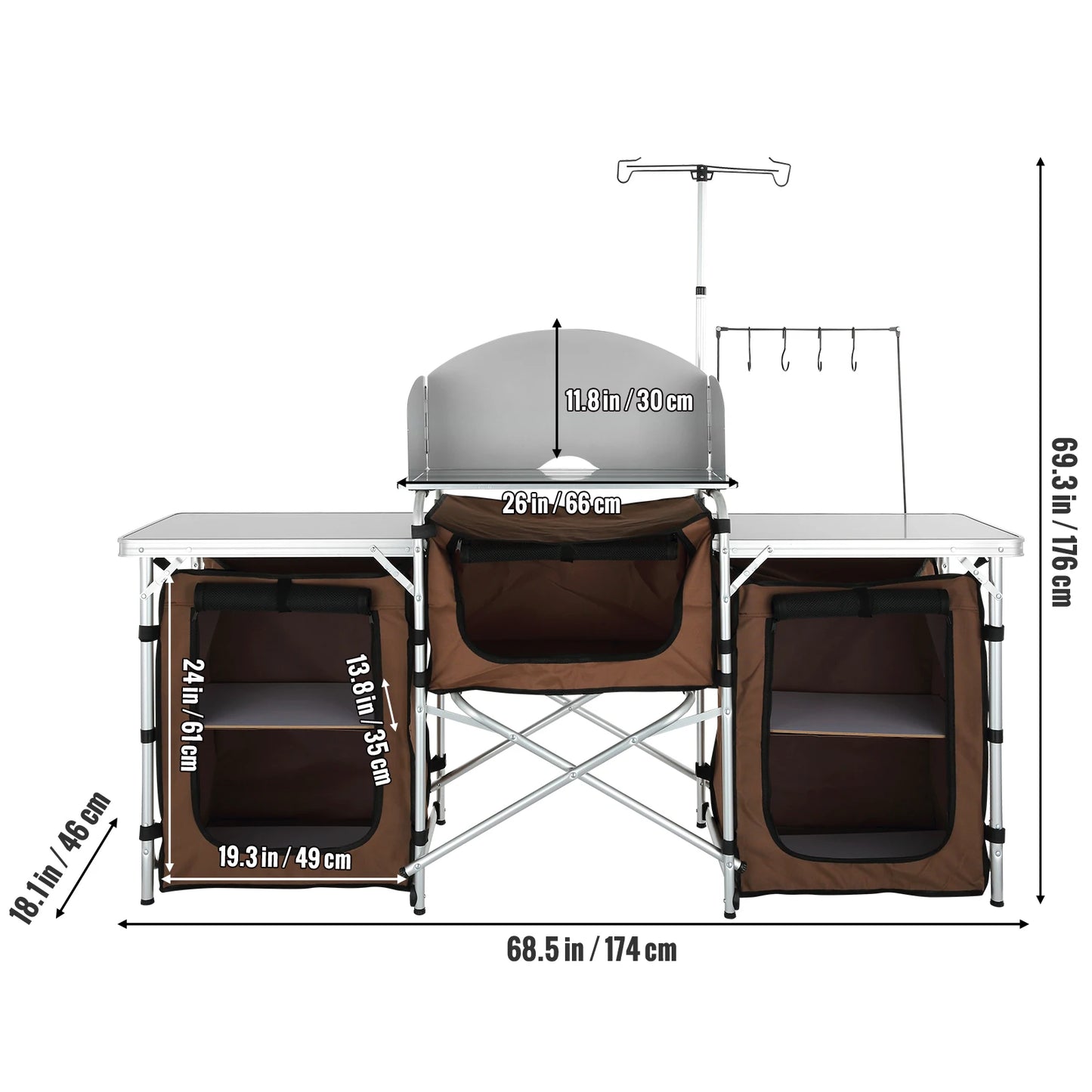 Camping Kitchen Table with Storage for Outdoor Cooking
