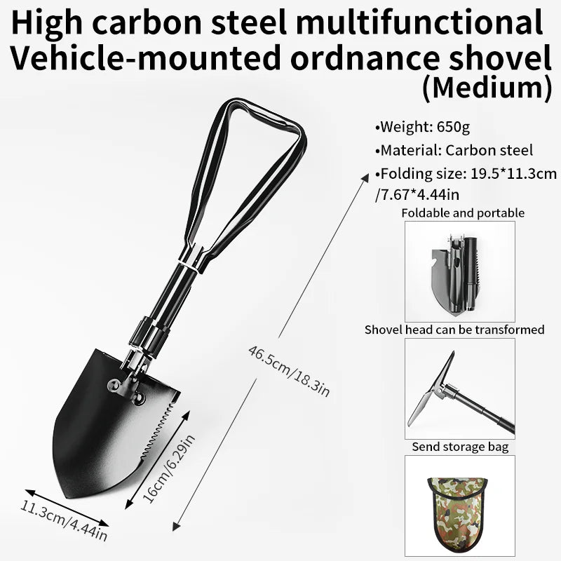 Folding Camping Shovel – 3-in-1 Survival Tool