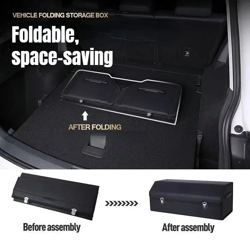 Foldable Car Trunk Organizer Faux Leather Multi Compartment