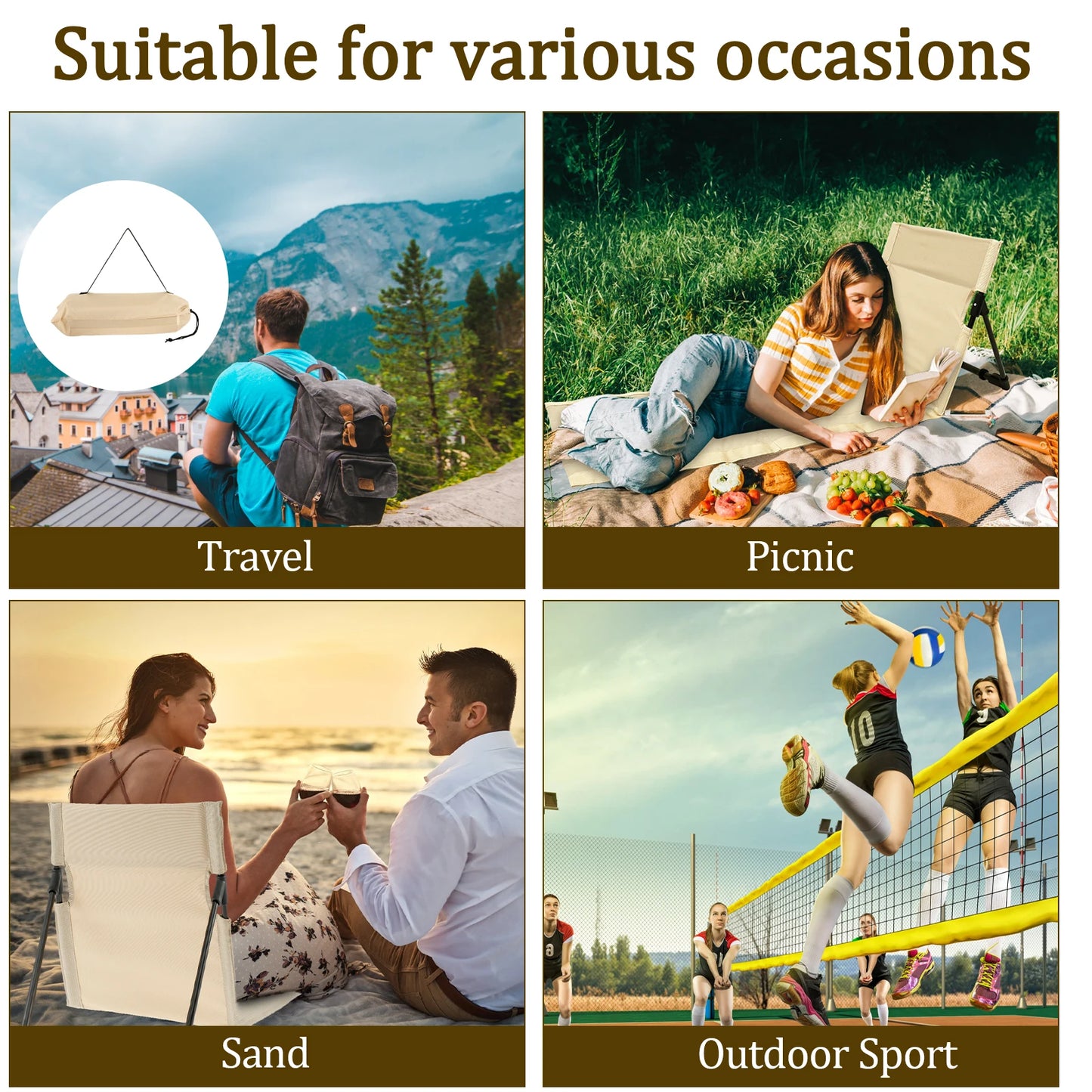 Foldable Camping Floor Chair for Portable Comfort