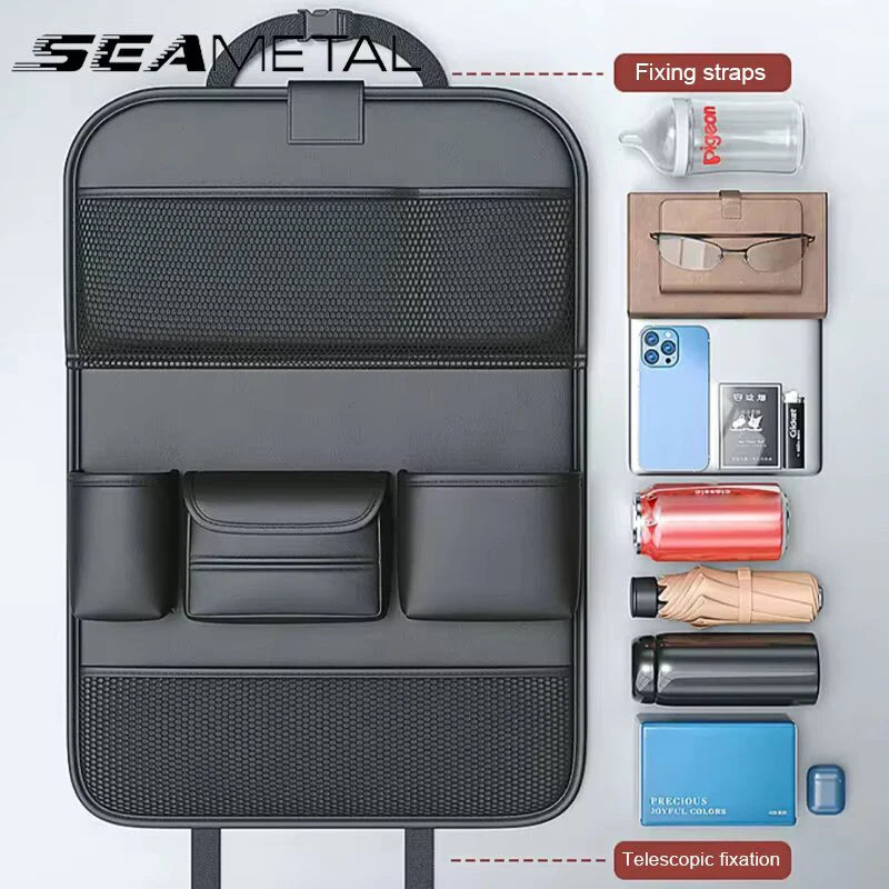 Car Seat Back Organizer with Tray – Waterproof Storage