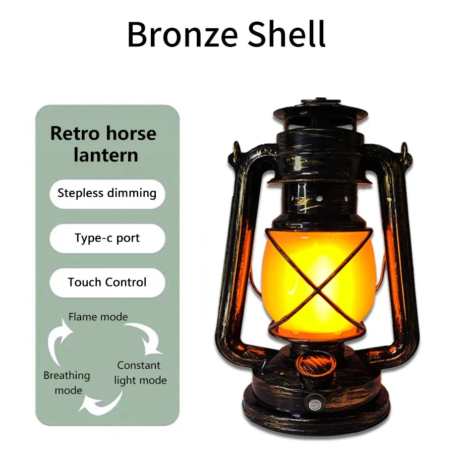 Retro LED Horse Lantern Rechargeable Camping Light
