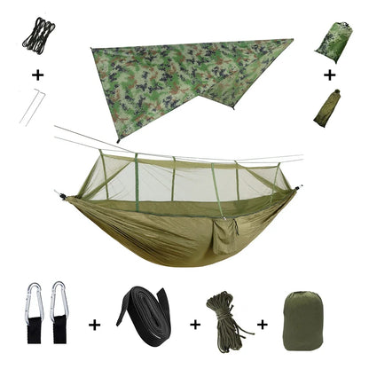 Camping Hammock with Rain Fly & Mosquito Net – All-Weather Comfort