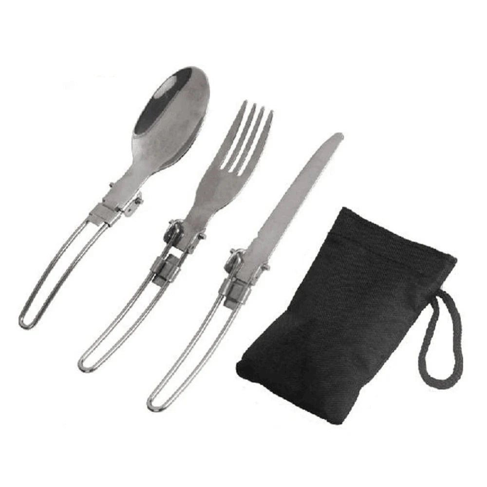 Portable Foldable Stainless Steel Cutlery Set for Camping