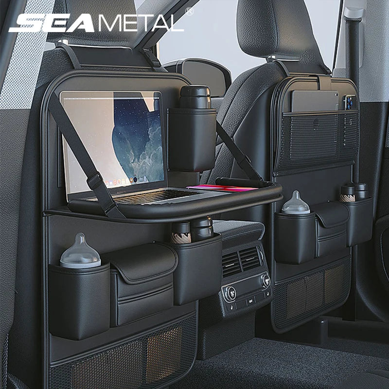 Car Seat Back Organizer with Tray – Waterproof Storage
