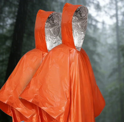 Emergency Rain Poncho with Thermal Heat Protection