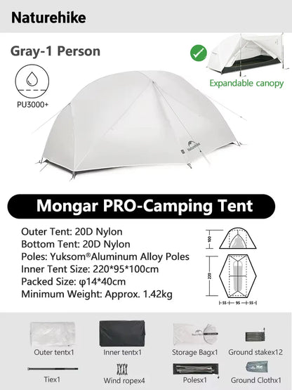 Ultralight Backpacking Tent 2 Person Waterproof Hiking