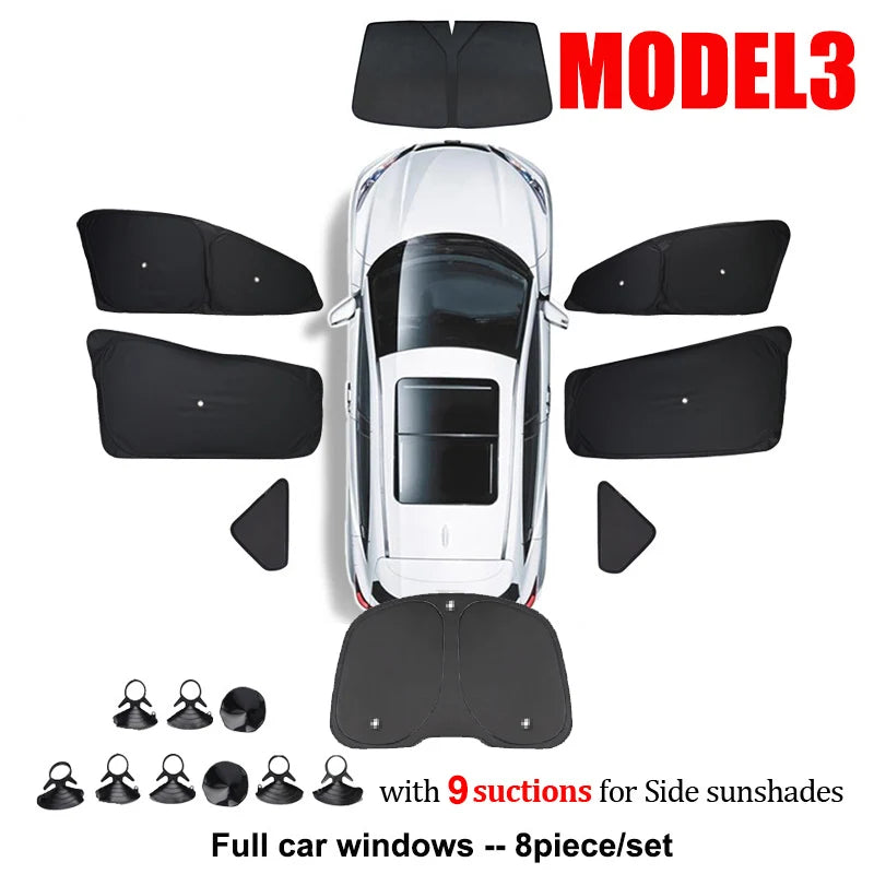 Tesla Model 3 & Y Sunshade – UV Protection & Privacy