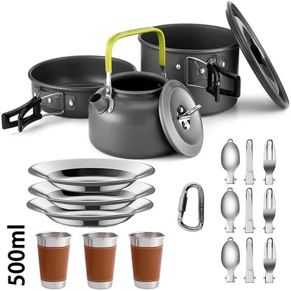Camping Cookware Set for 2–3 People Lightweight Cooking