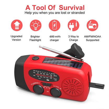 Solar Hand Crank Camping Light with AM/FM Radio & USB