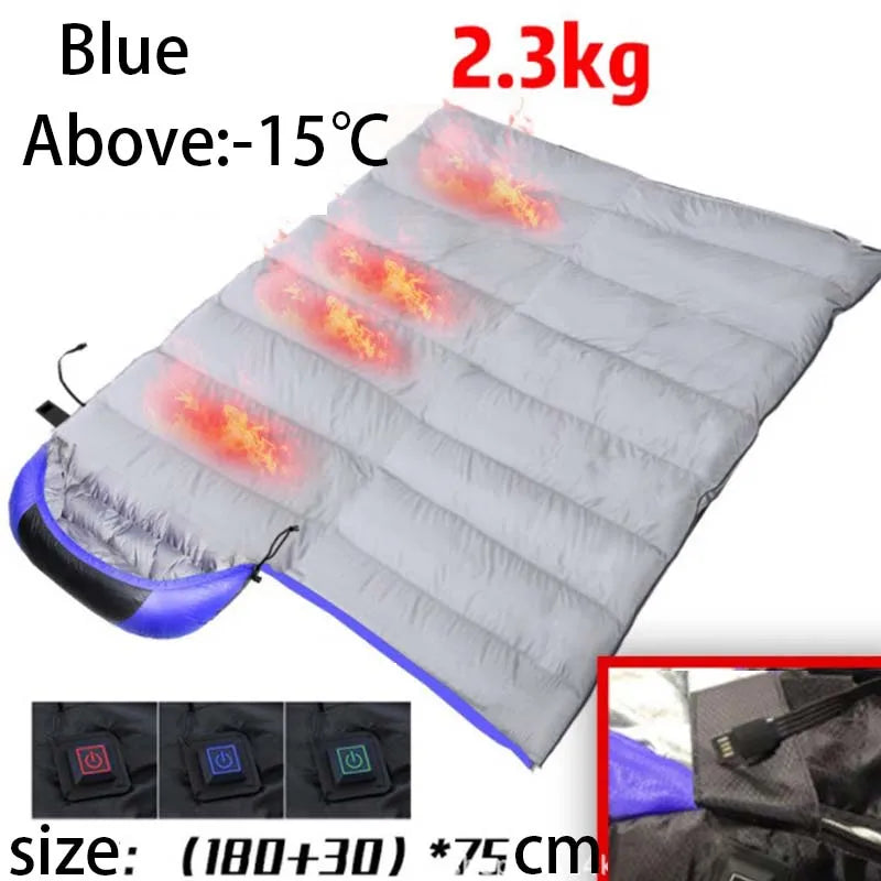 Heated Sleeping Bag USB Warm Winter Camping Comfort