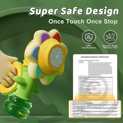 Sunflower Bubble Machine with Lights & 3-Speed Fun