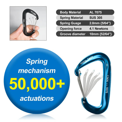 12kN Aluminum Carabiner Clip Set Durable Outdoor Hook