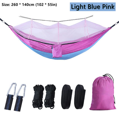 Double Camping Hammock with Mosquito Net Comfort