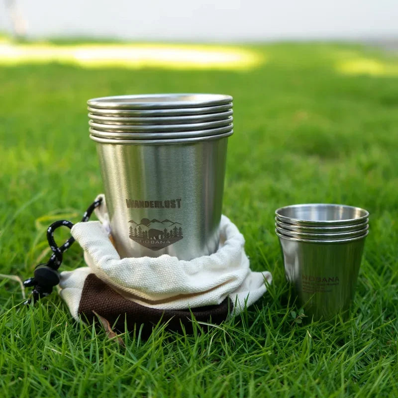 Outdoor Stainless Steel Camping Cup Set – 4/6/8PCS Portable