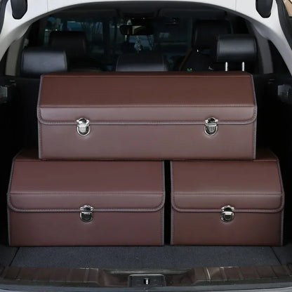 Foldable Car Trunk Organizer Faux Leather Multi Compartment