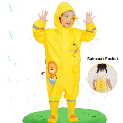 Kids Waterproof Rain Suit with Hood for Outdoor Play